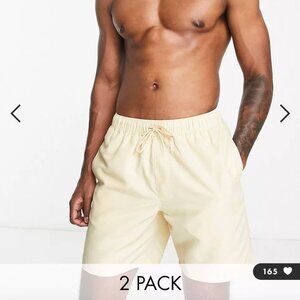 ASOS 2-pack swim shorts in light green & brown